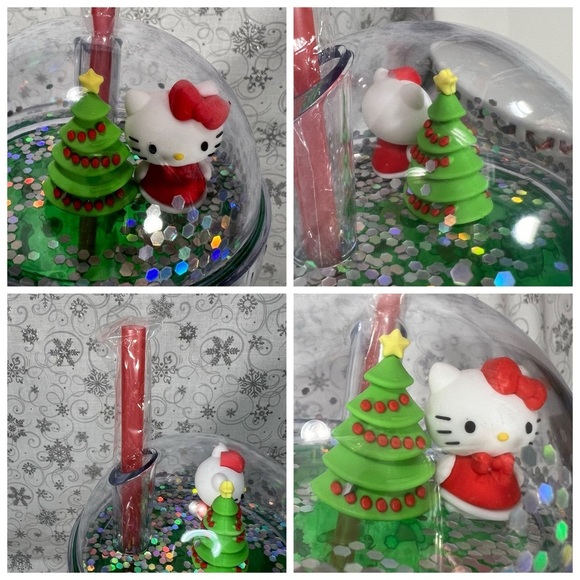 Sanrio Hello Kitty & Joey Christmas Tree Glitter Dome Top 24 Oz Tumbler - Picture 9 of 12